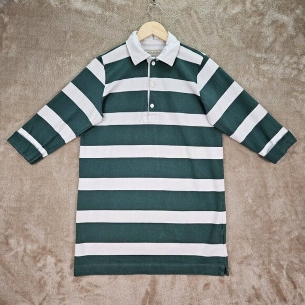 Abercrombie Rugby Cloth Shirt Green and White Stripes Color Block Men's Size L